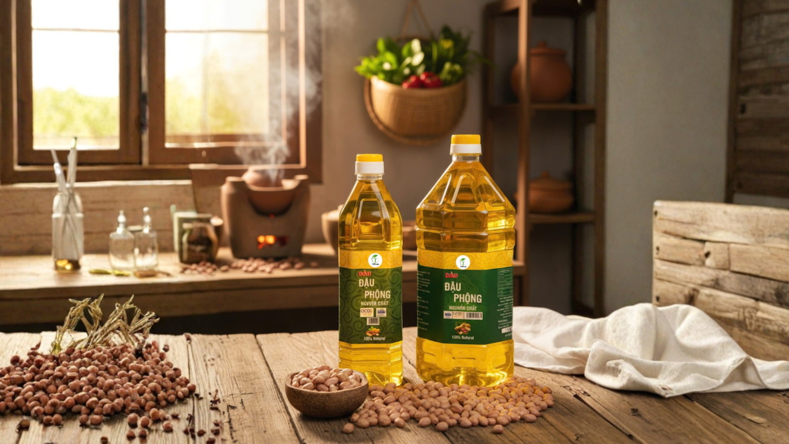 🥜 Dầu Đậu Phộng VHfresh – Giọt vàng tinh khiết từ hạt đậu phộng tự nhiên